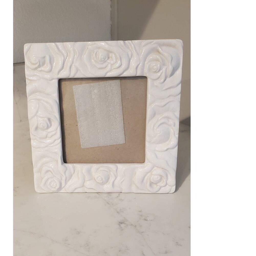 Porcelain Square Picture Frame Embossed Rose 8 X 8 Frame